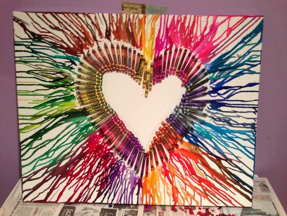 Melted Crayon Art Heart by CaputoCreations on Etsy