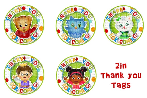 Daniel Tiger Thank you Tags Printable INSTANT DOWNLOAD