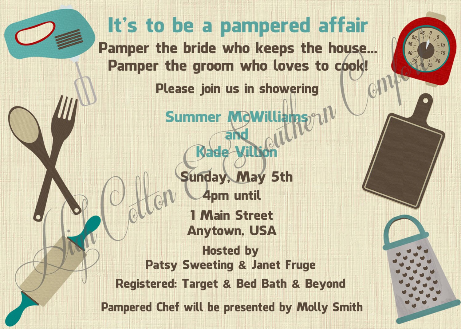 Items similar to Pampered Chef Inspired Wedding Shower Invitation on Etsy