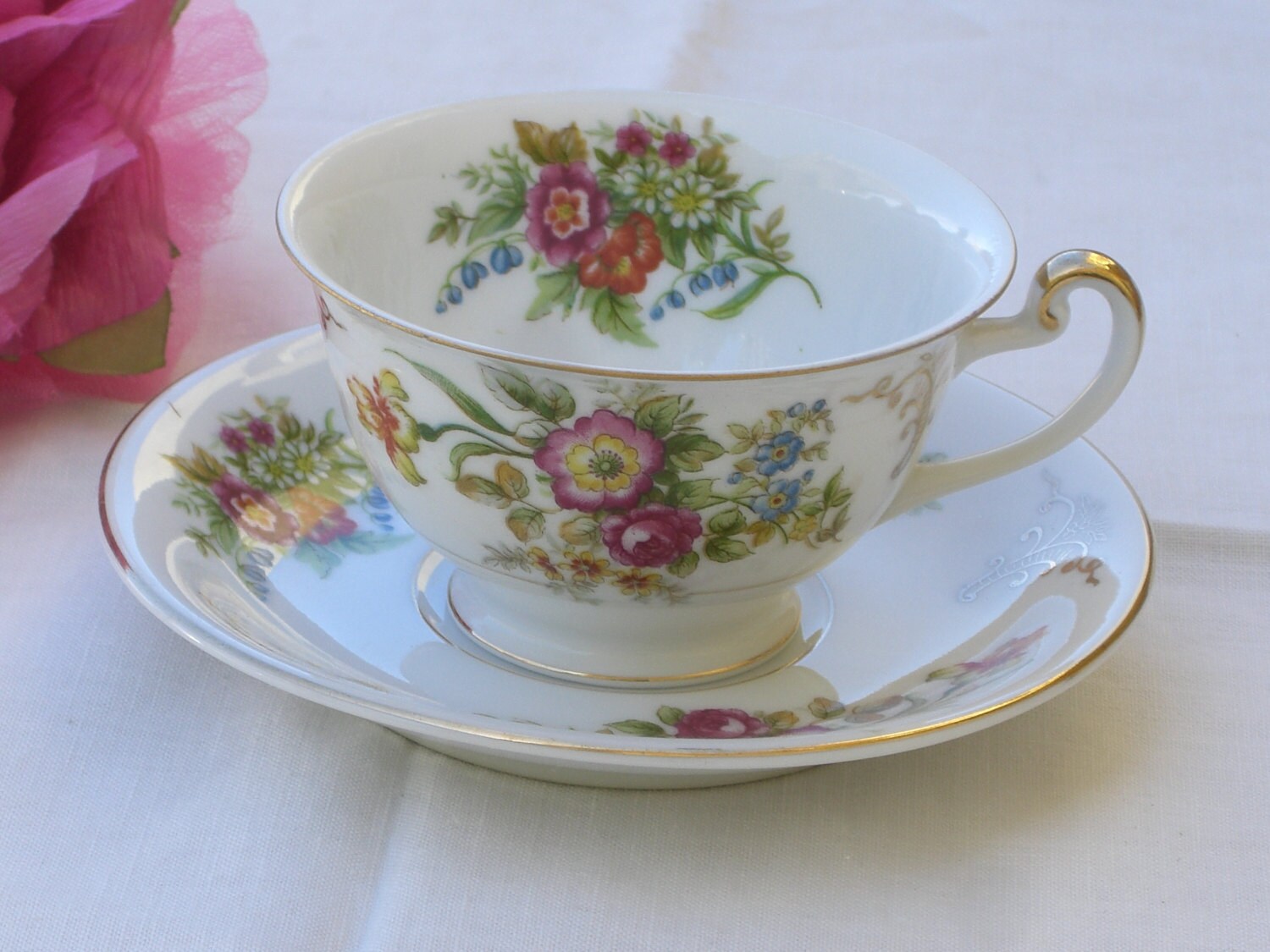 Cup and Saucer Occupied Japan Hira China Vintage