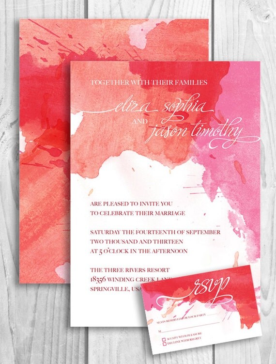 Items similar to Printable Wedding Invitation watercolor, artistic