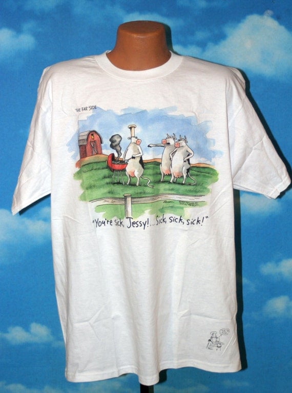 Far Side Cows BBQ Gary Larson Vintage 1987 XL T-shirt