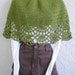 hand crochet capelet women shawl women poncho evening wrap woolblend green capelet ~ shell border wrap ~ green small medium