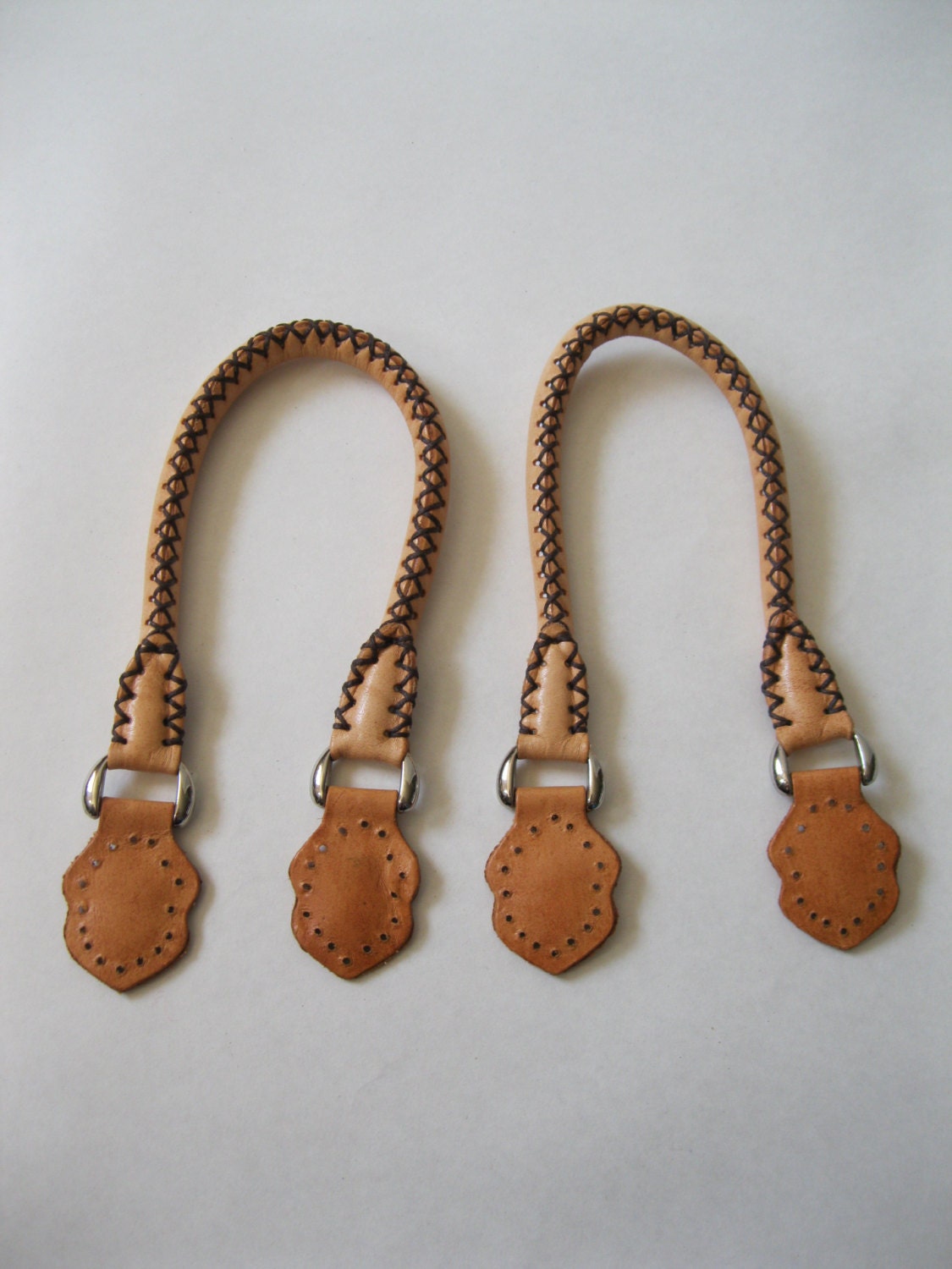 Leather purse handles Grayson E. hand made leather light