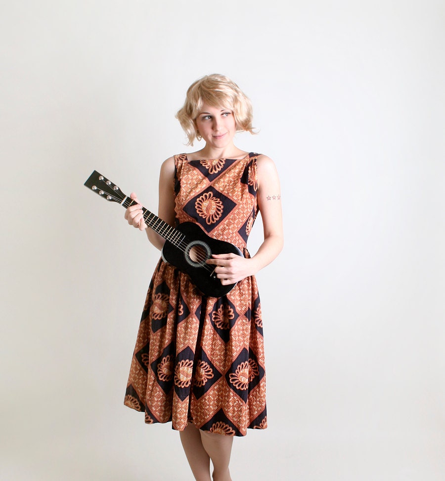 vintage tiki dress 1950s sleeveless dress vintage tiki dress 1950s sleeveless dress