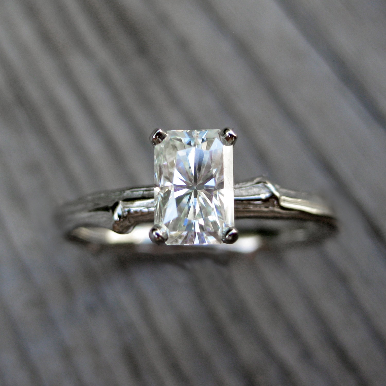 Emerald Cut Moissanite Branch Engagement Ring By Kristincoffin 5743