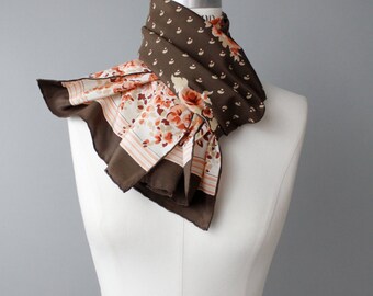 Vintage 1970s Floral Silk Scarf | Long Floral Print Scarf