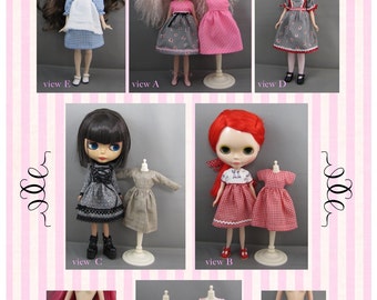 Blythe Doll Pattern, Basic Dress Wardrobe with bloomers, tights various bodices and sleeves