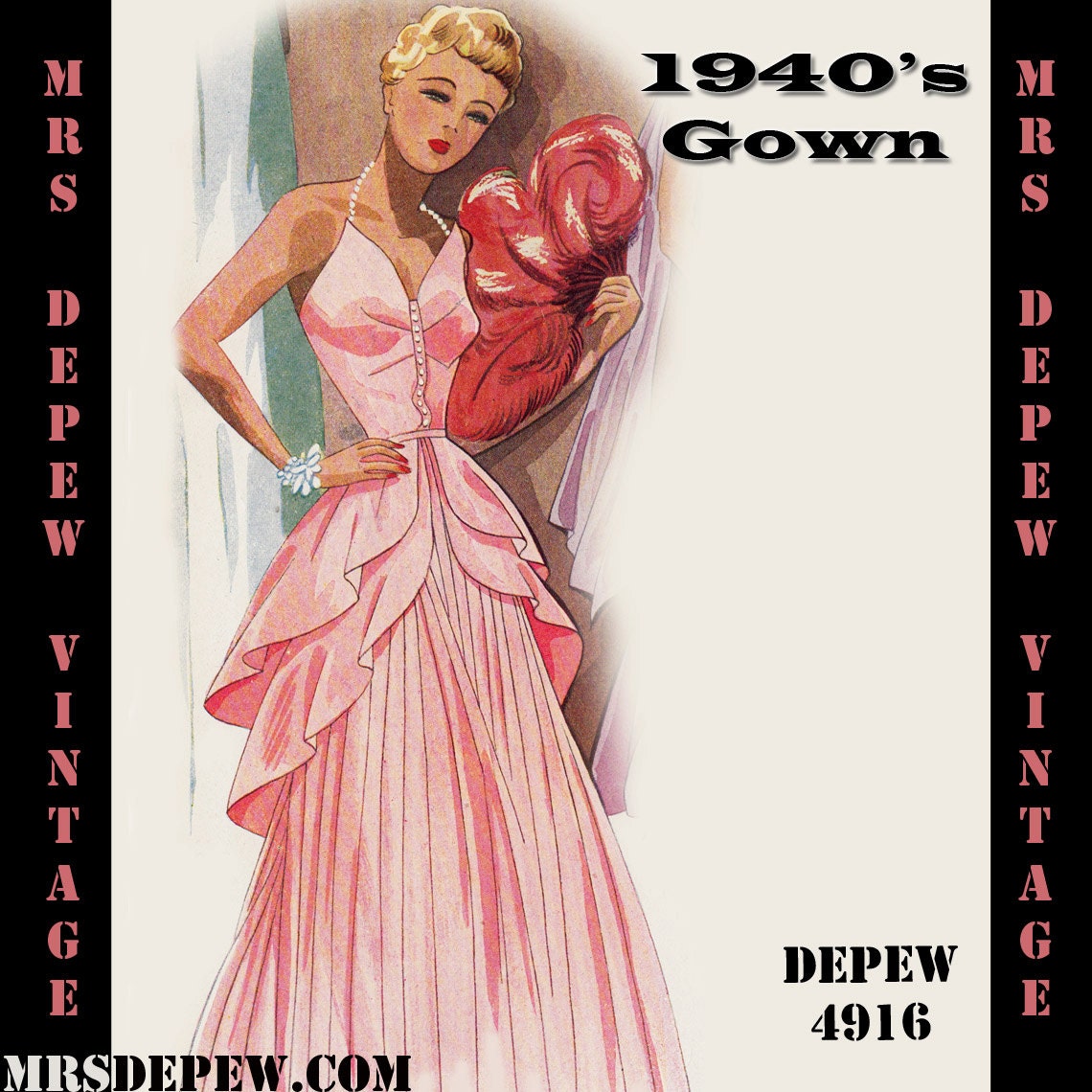 Evening Gown 1940s Dress Pattern