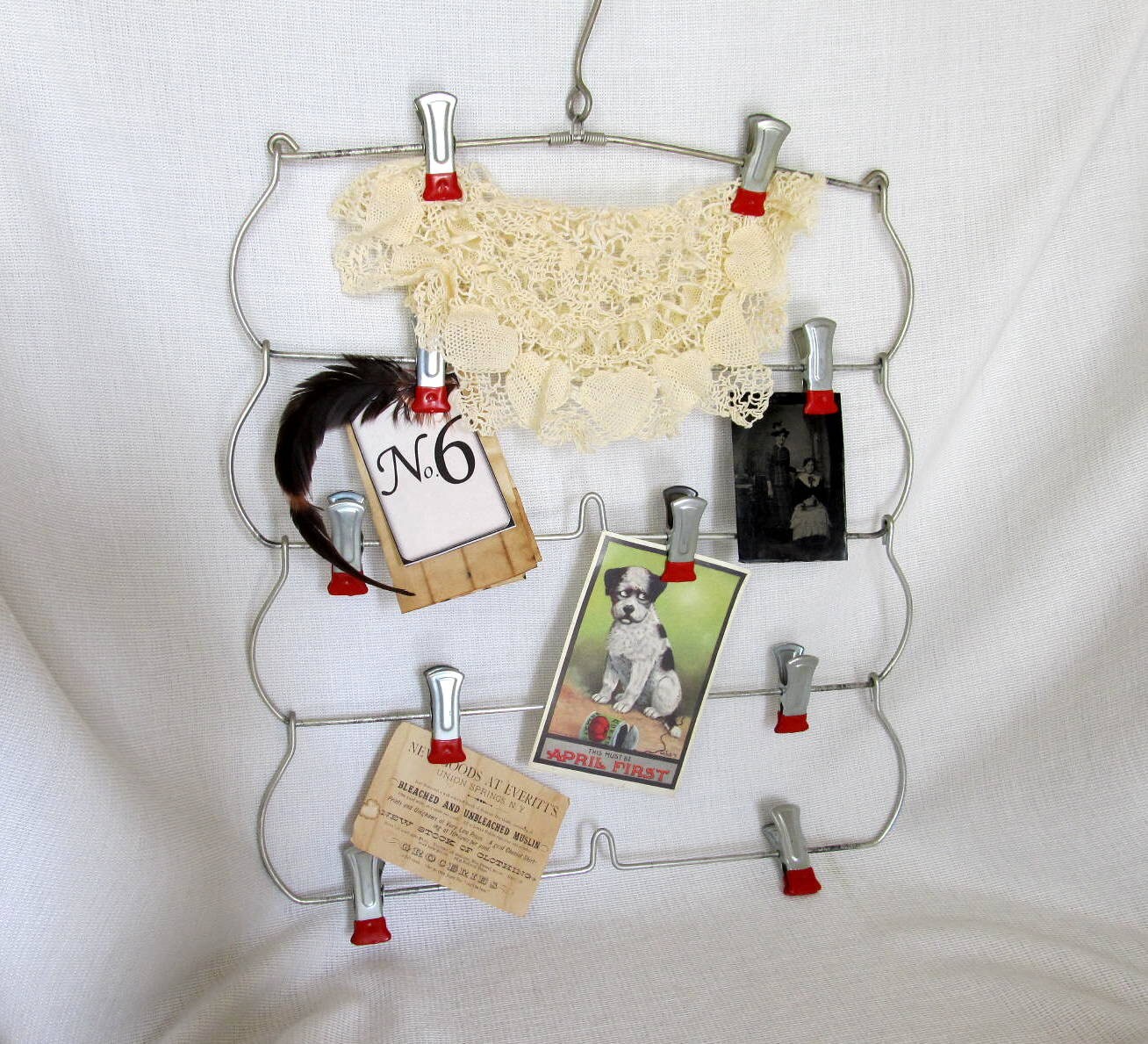 Vintage Wire Hanger Clip RePurposed Hanging Inspiration Board