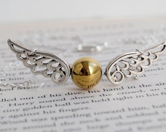 Golden Winged Necklace | Magical Wizard Necklace | Seeker's Quest | Magic Snitch Necklace