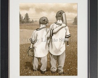 Baseball Boys - archival watercolor print by Tracy Lizotte