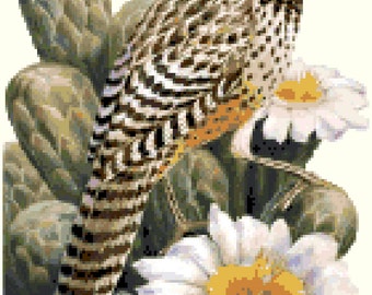 arizona state bird flower counted cross stitch pattern