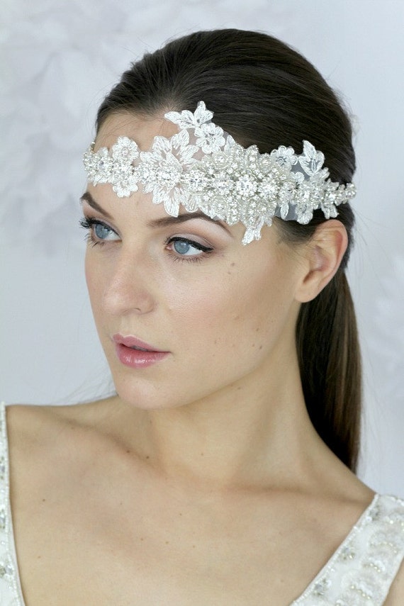 Items similar to Bridal hair accessories, Wedding lace headpiece