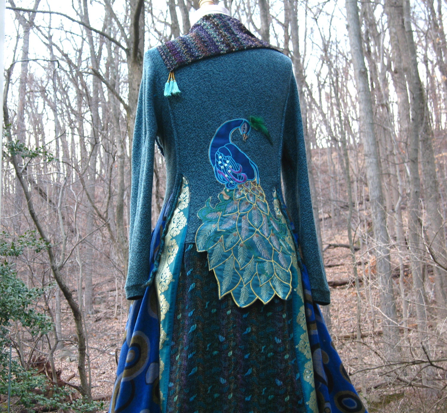 Reserved for Lisa. Peacock sweater COAT. Size Medium/Large.