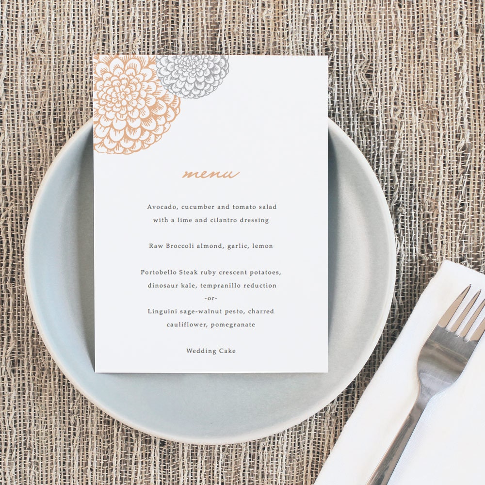 Printable Wedding Menu Template INSTANT DOWNLOAD Blooms