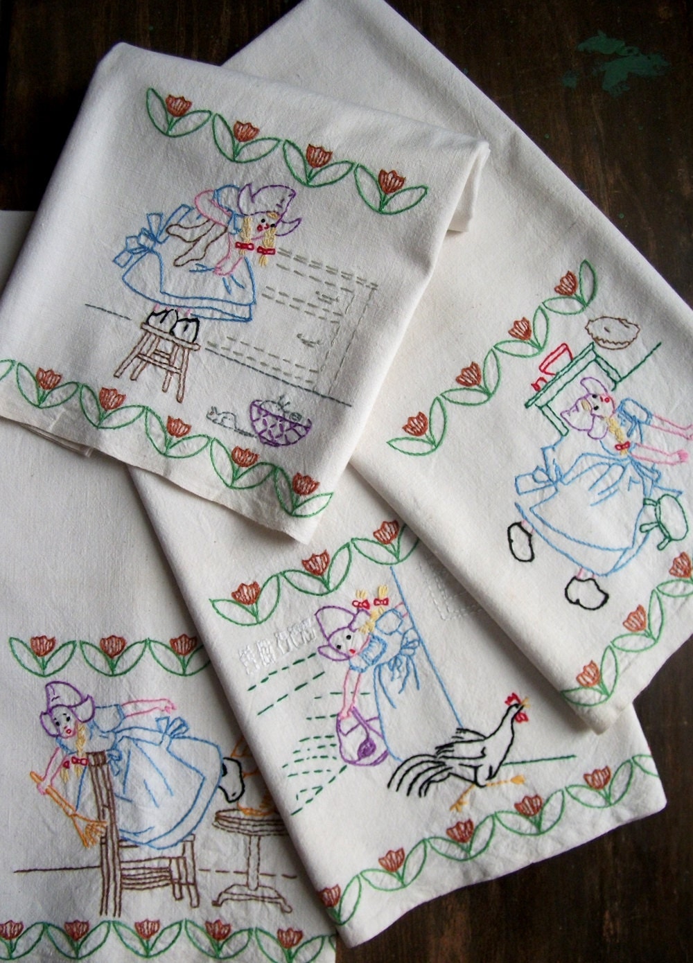 Vintage Embroidered Dish Towel Adventures In Housekeeping