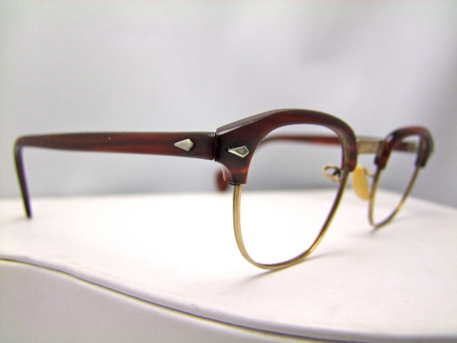 Womens Horn Rimmed 1950s Eyeglasses 12 K Gold Filled American