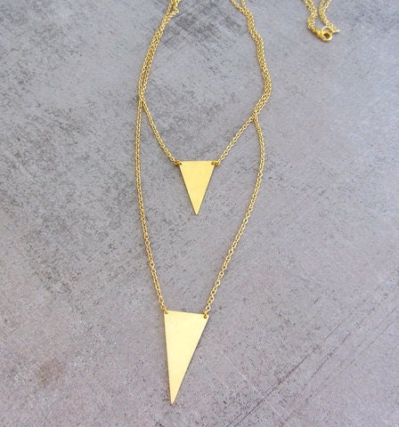 Statement triangle Triangle necklace gold brass pendant
