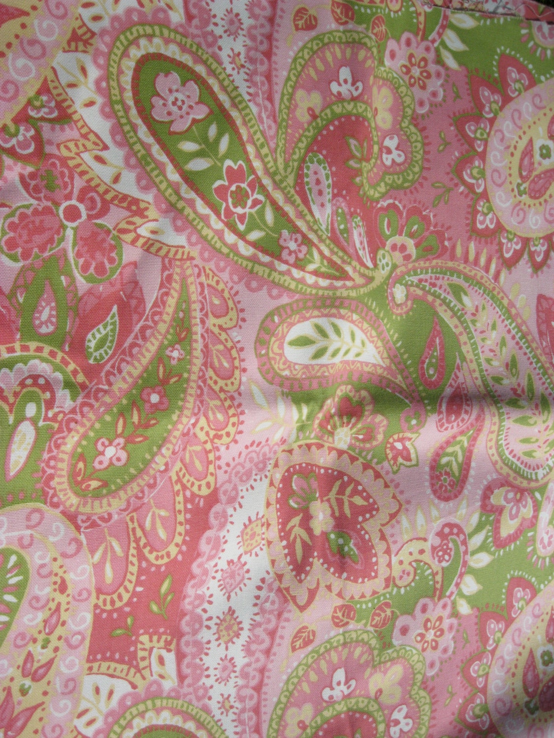Upholstery fabric P Kaufmann Floral Paisley Pink and Green