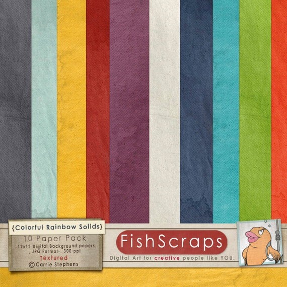 50% Sale - Digital Papers - Colorful Rainbow Solids - Scrapbook Backgrounds - Watercolor Texture, Purple, Green, Blue CardStock, Card Making Il_570xn