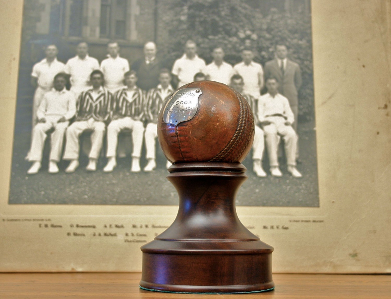 Antique Cricket Ball Trophy English 1935