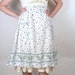 Vintage 60s White Half Apron / Blue Umbrella Print Apron M