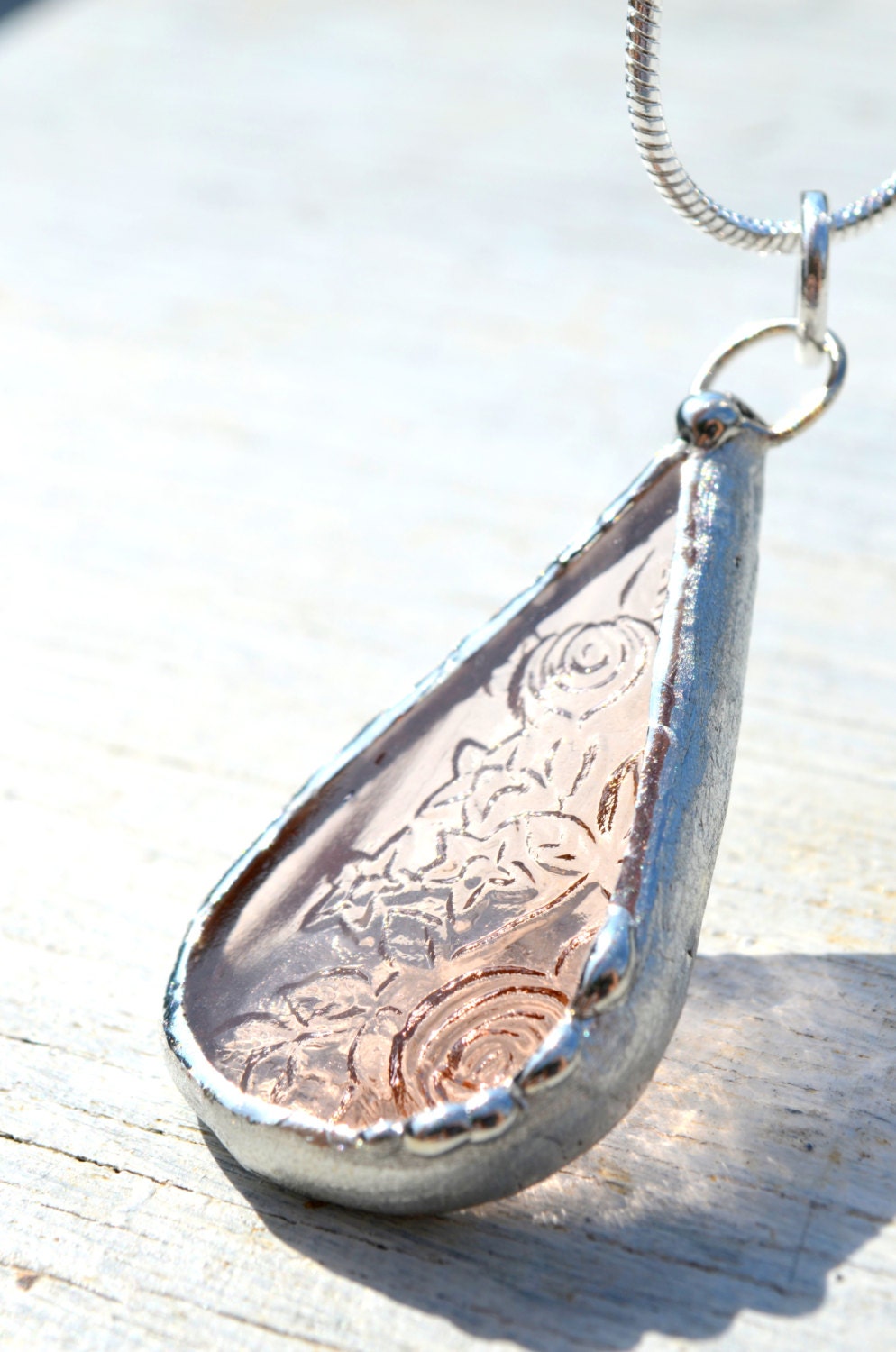 Depression Glass Necklace Pink Depression Glass Cabbage Rose