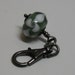 Green Glass Bead Zipper Pull White Swirls Backpack Fob Purse Charm Glass Bead