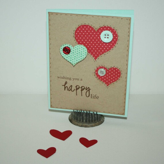 Items similar to Wedding card / Valentine card - 3 hearts Love card ...