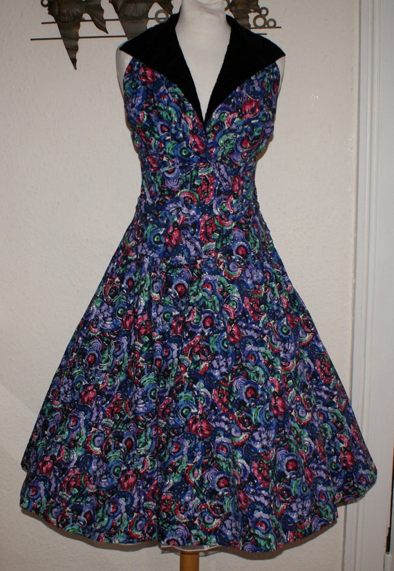 Vintage 1950s bombshell halter full sweep dress by by OuterLimitz