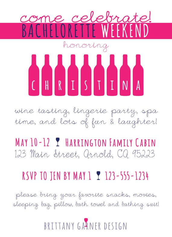 Wine Tasting Bachelorette Party Invitations 6