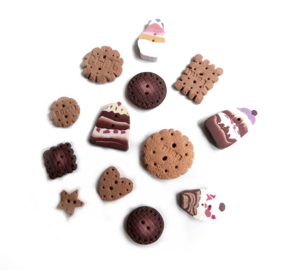 Miniature biscuits cookies icecream BUTTONS Set of 13 by Chifonie