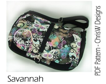 Messenger Bag sewing Pattern - Lots of pockets, great weekender, laptop bag or diaper bag. *Savannah by ChrisW Designs