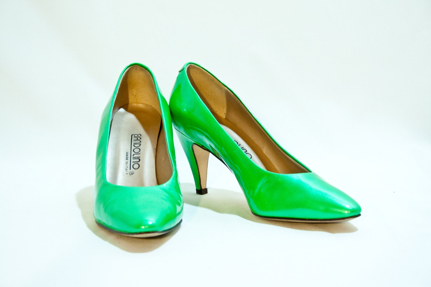 Vtg 80s Neon Green Patent Pumps 6 1816