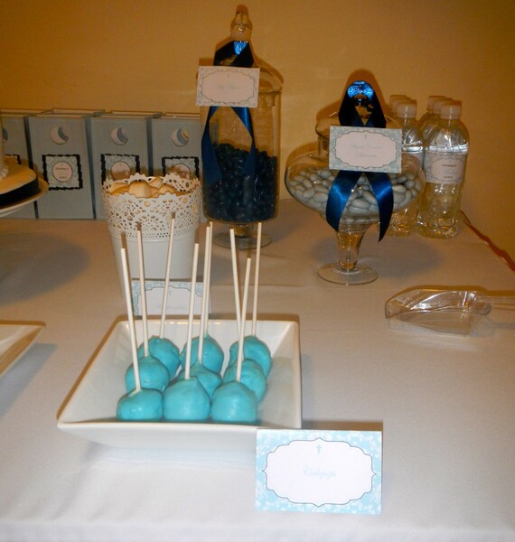 Damask Baptism- tent style food labels- print your own Il_570xn