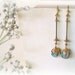 Muscari long earrings - golden teal aqua blue Czech laguna opalite glass beads raw brass flower everyday Gift for her something blue