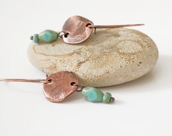 Items Similar To Powder Blue Rust Czech Glass Earrings Copper