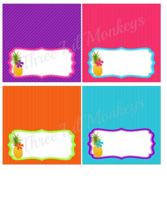 Items Similar To Sale INSTANT DOWNLOAD Luau Food Label Tent Cards 