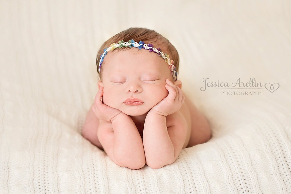 Rainbow Flower Newborn Headband Baby Headband Vintage Photo