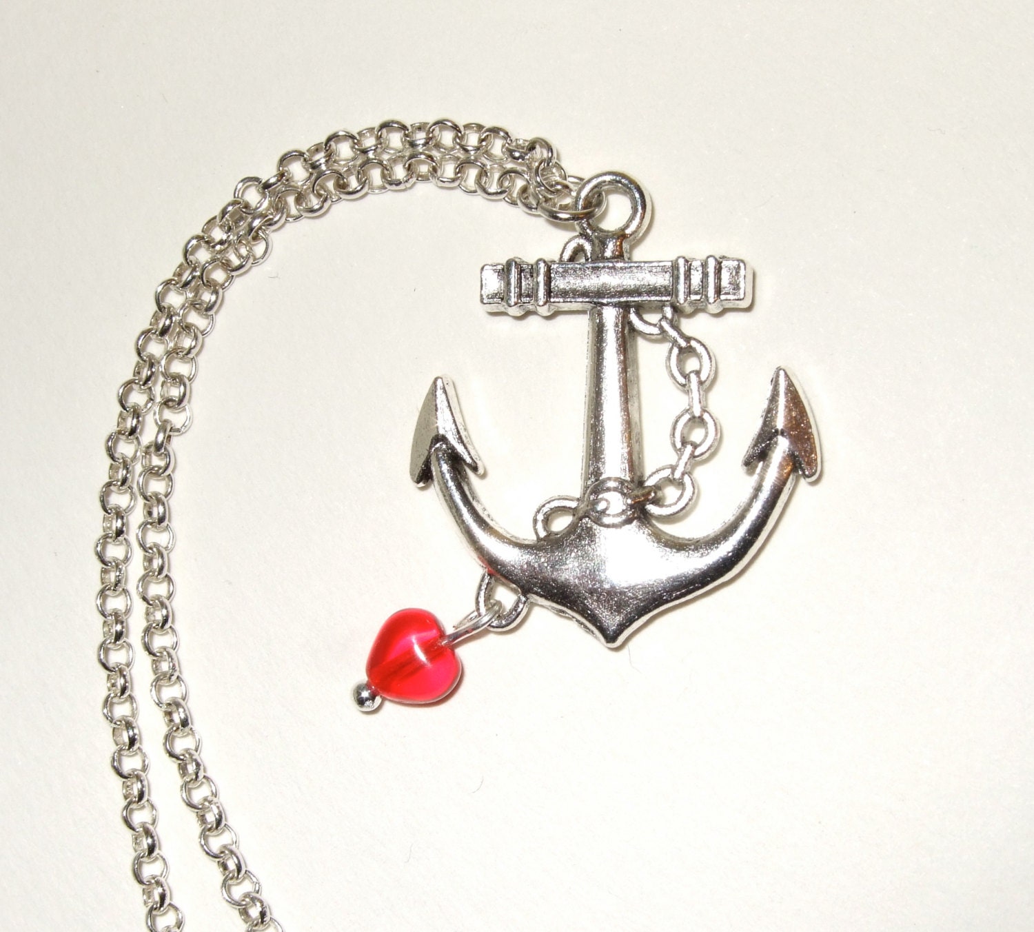 Anchor Necklace Dangling Heart Anchor and Heart Anchor
