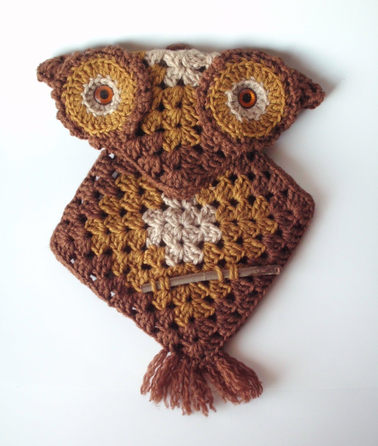 Vintage Crochet Owl Wall Hanging