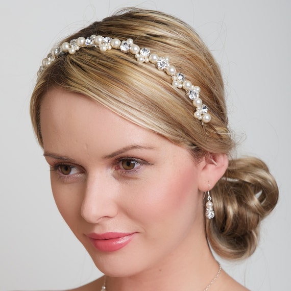 Items similar to Bridal Hair Band, Wedding Hair Accessory, Swarovski ...