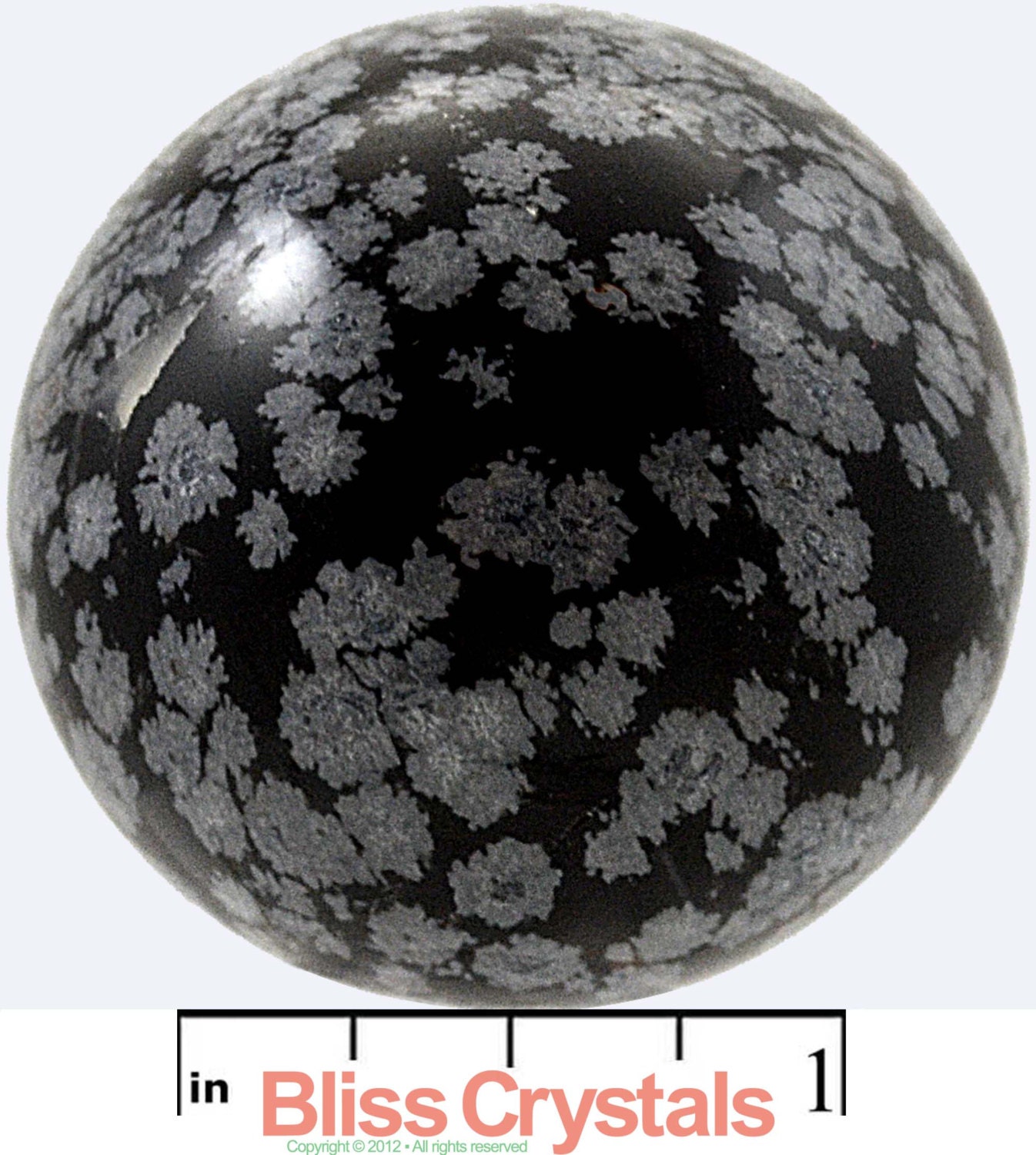 SNOWFLAKE OBSIDIAN 40 mm Sphere w Ring Stand Stone Crystal