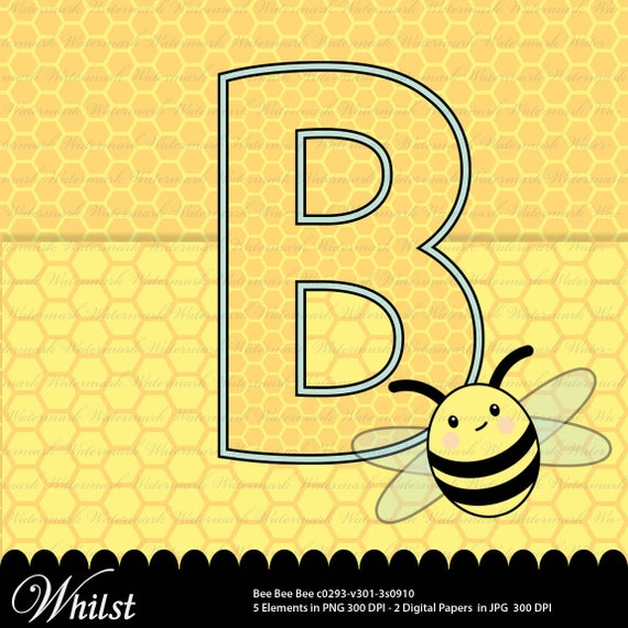 SALE Bee clip art, honeycomb B clipart for limited commercial and personal use : c0293 v301 3s0910 Il_570xn