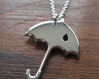 Silver Umbrella Handmade Pendant Necklace