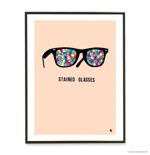 Items similar to Pink concept poster stained glass glasses eyes poster