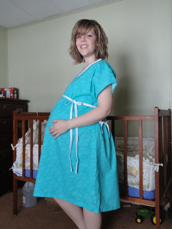 Hospital Maternity Johnny Gown Aqua Mom Baby OOAK
