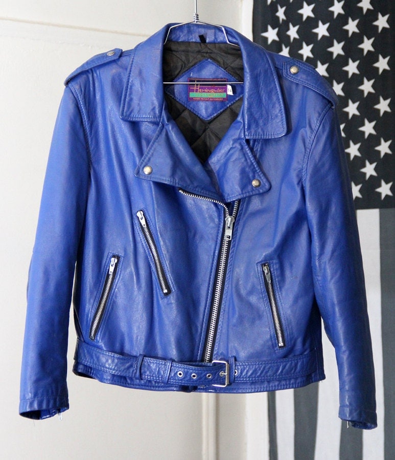 AMAZING Cobalt Blue Leather Motorcycle Jacket