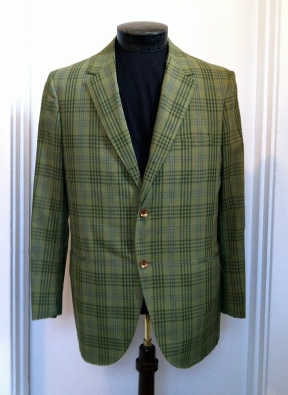 men's green plaid summer sport coat / slim tailored by RagsandBone